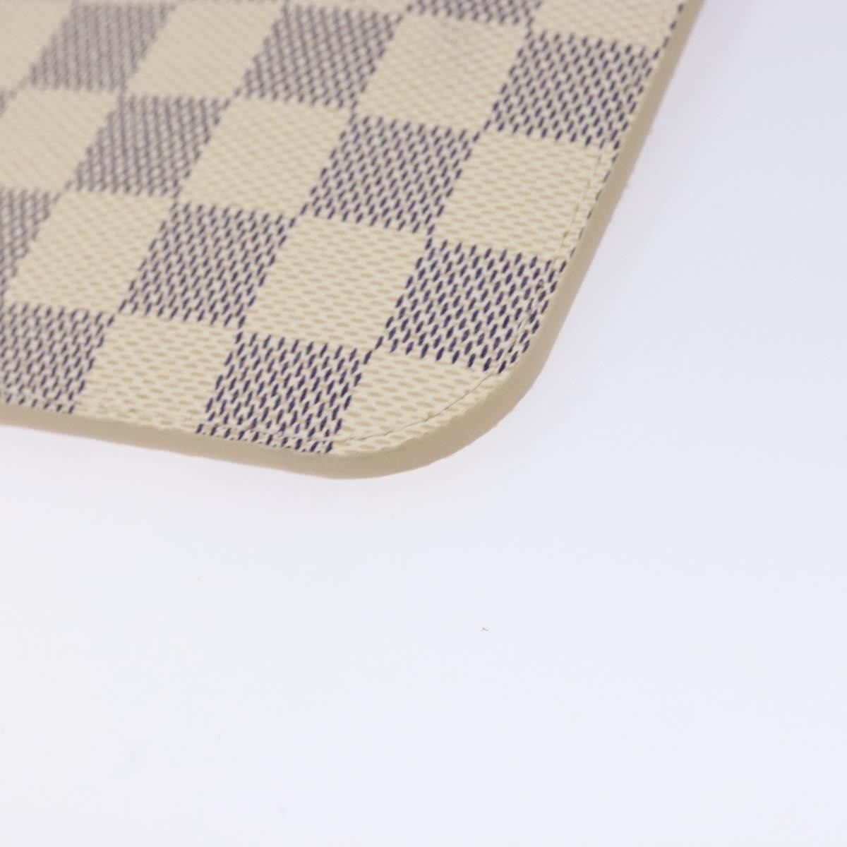 Louis Vuitton Neverfull Pochette Damier Ebene White Canvas Bag (Pre-Owned)