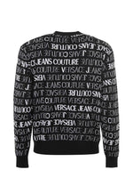 Versace Jeans Black and White Cotton Logo Details Men's Sweater