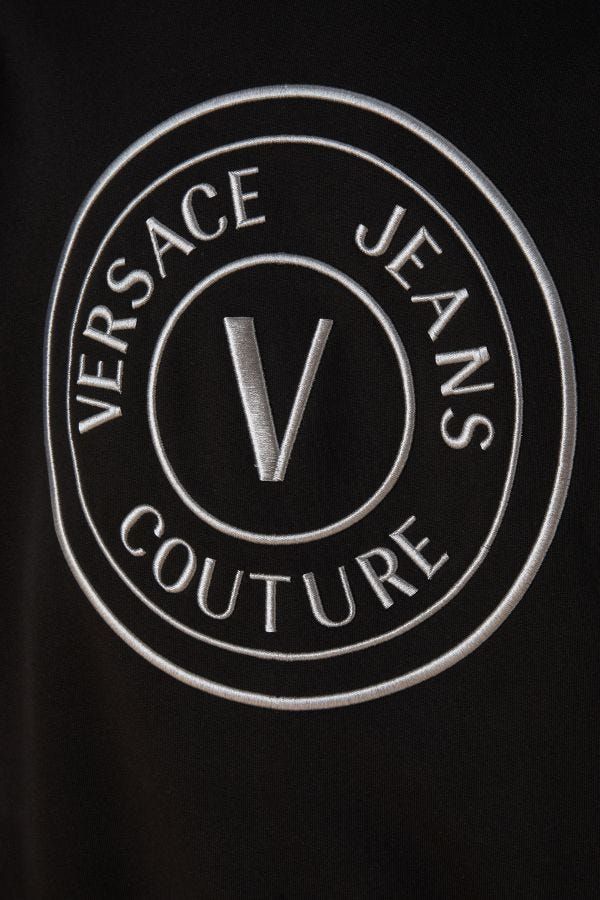 Versace Jeans Black Cotton Logo Details Hooded Men's Sweatshirt