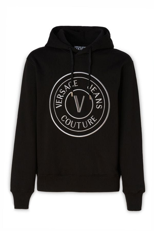 Versace Jeans Stunning Hooded Black Cotton Men's Sweatshirt