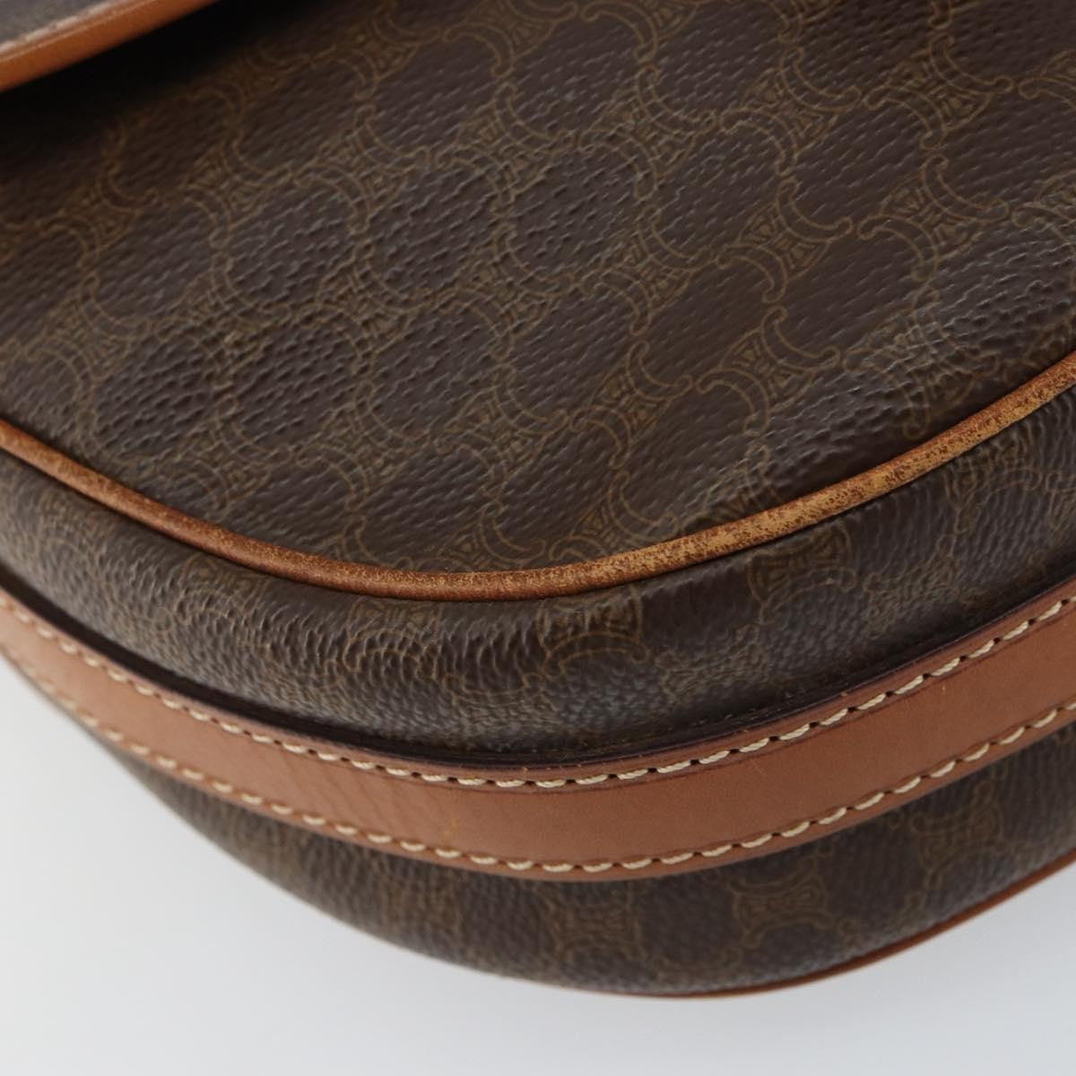 Celine Vintage Macadam Canvas And Leather Brown Canvas Shoulder Bag Bag (Pre-Owned)