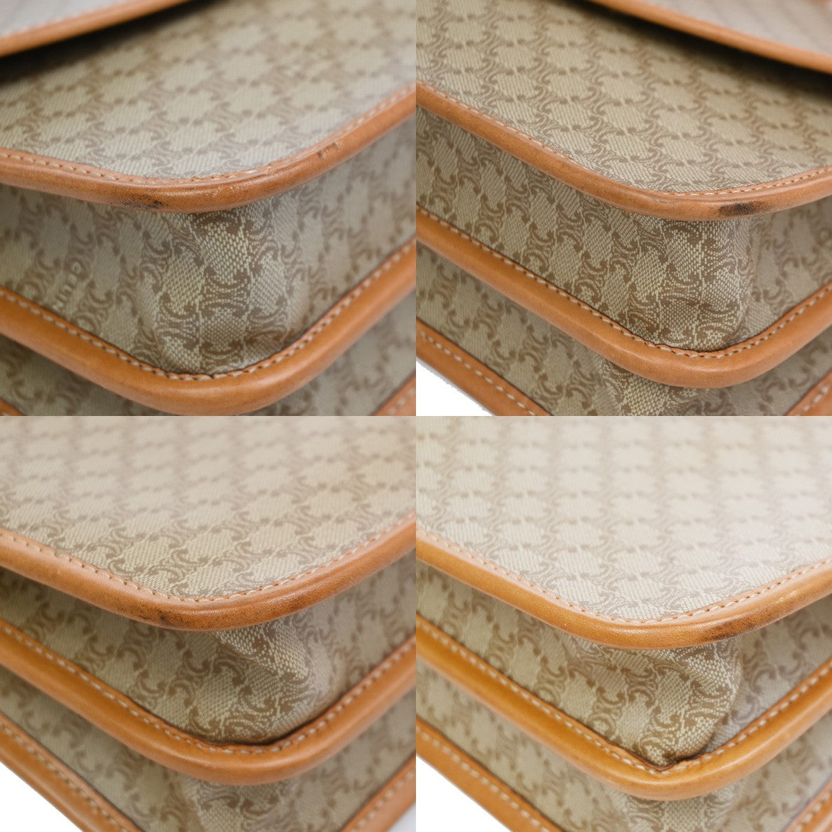 Celine Vintage Macadam Circle Logo Canvas And Leather Beige Pvc Shoulder Bag Bag (Pre-Owned)
