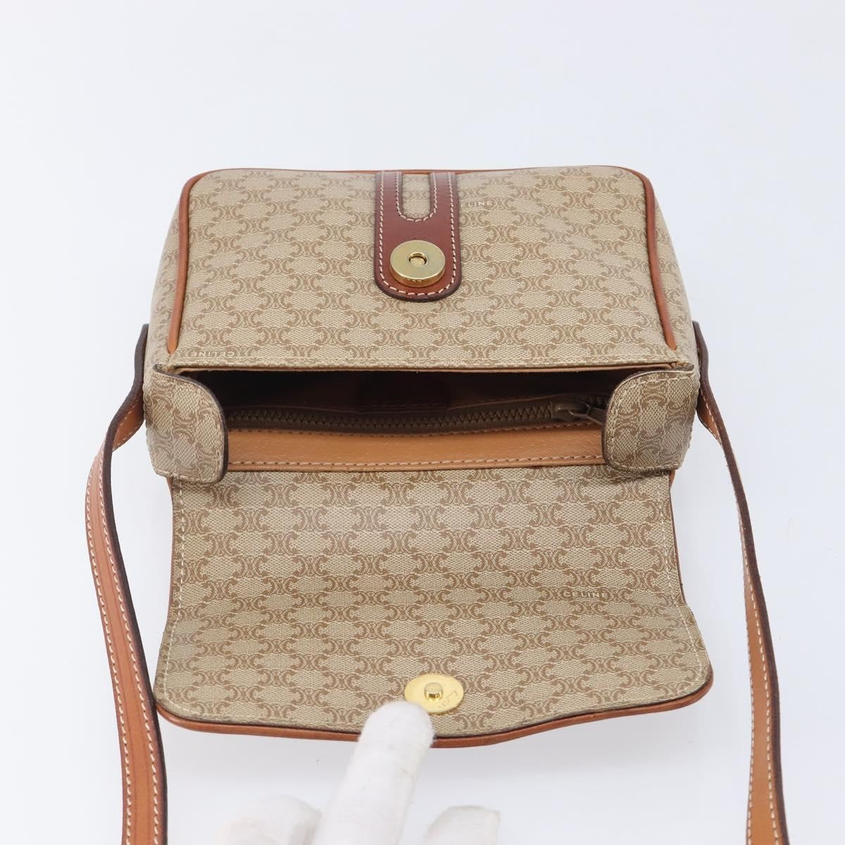 Celine Macadam Shoulder Canvas Beige Canvas Crossbody Bag Bag (Pre-Owned)
