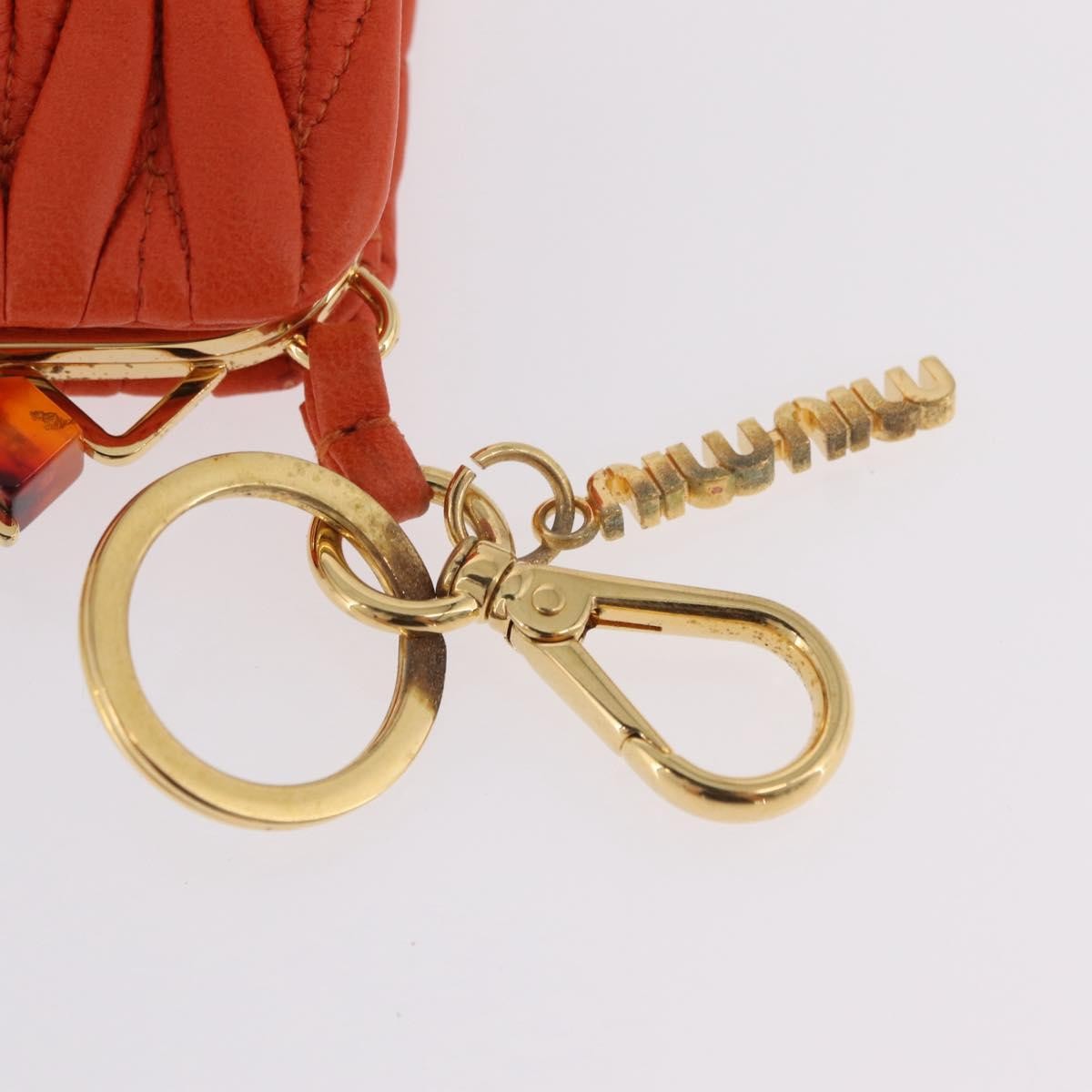Miu Miu Sword Wallet Charm Leather Matelasse Orange Leather Crossbody Bag Bag (Pre-Owned)
