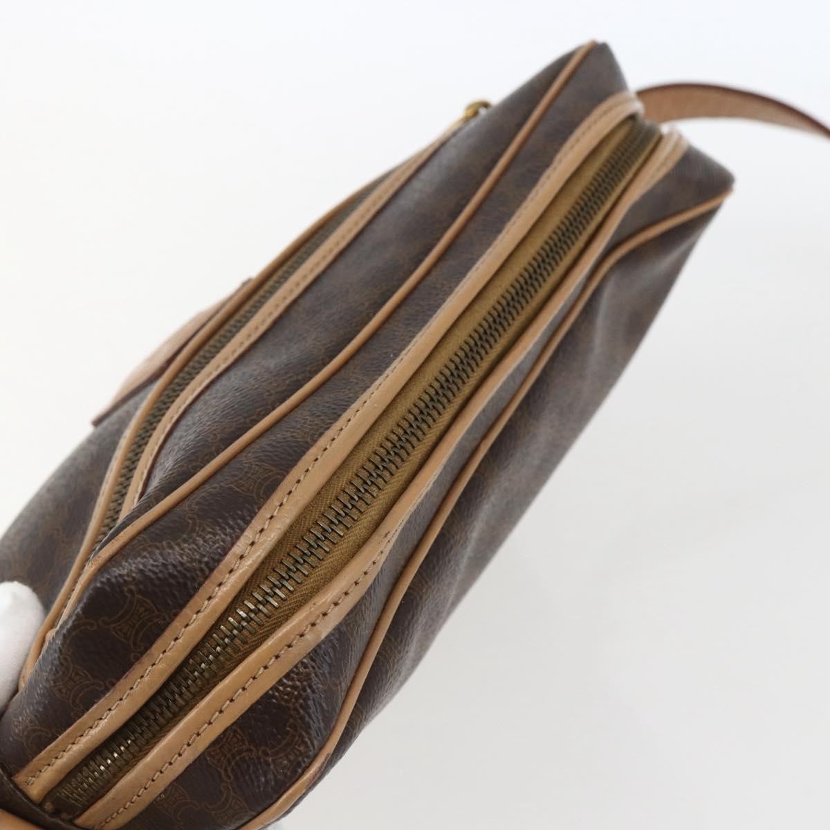 Celine Vintage Macadam Canvas And Leather Brown Canvas Shoulder Bag Bag (Pre-Owned)