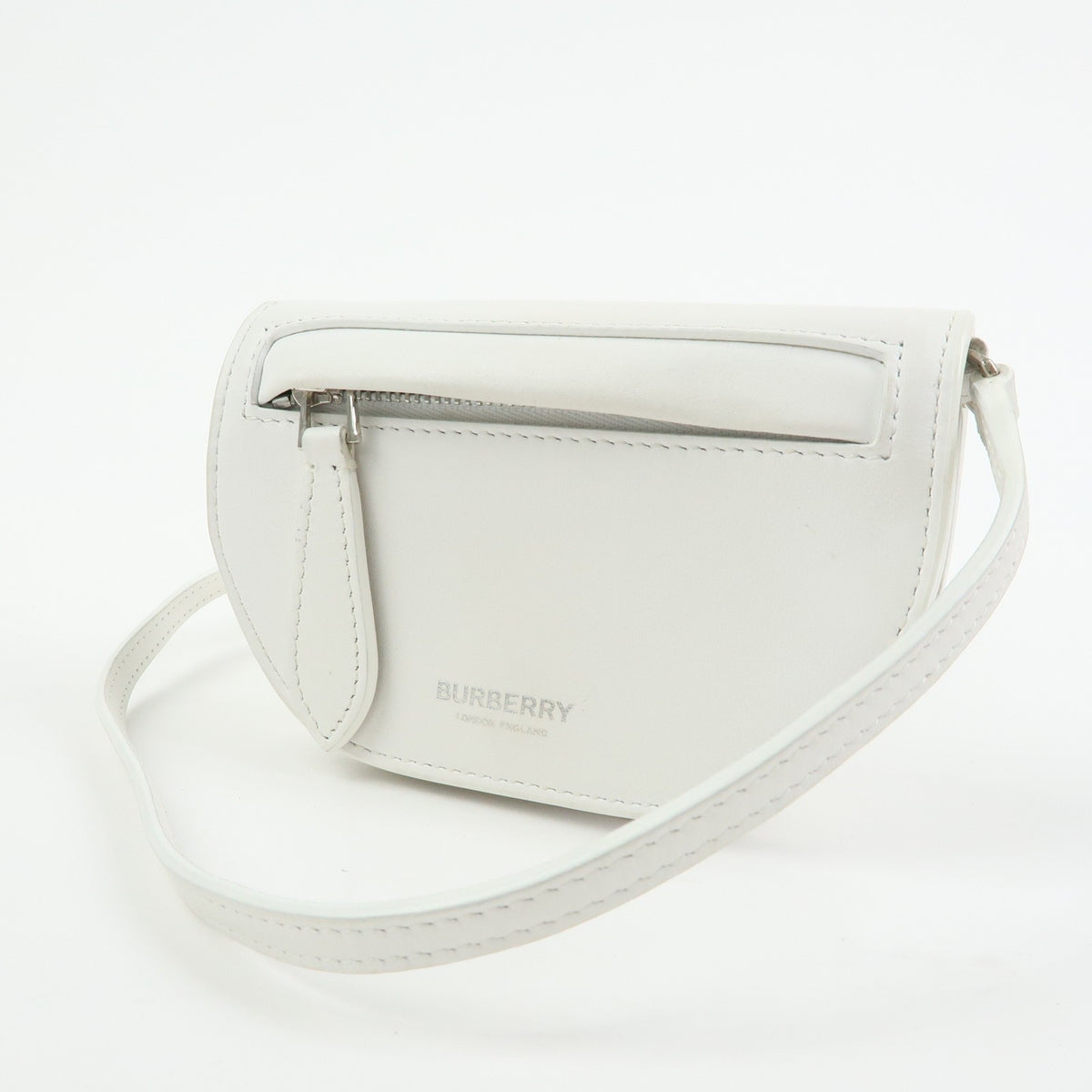 Burberry Olympia Flap Leather White Leather Handbag (Pre-Owned)