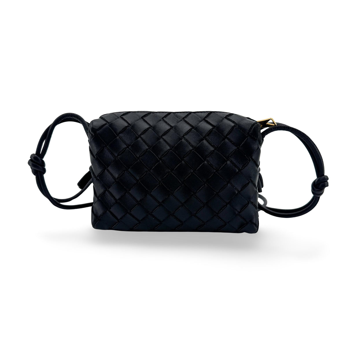 Bottega Veneta Loop Intrecciato Nappa Black Leather Crossbody Bag Bag (Pre-Owned)