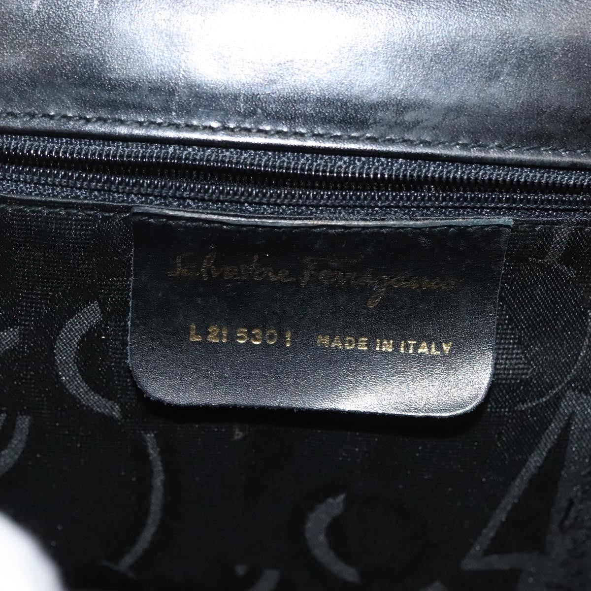 Salvatore Ferragamo Vala Leather Black Leather Handbag (Pre-Owned)
