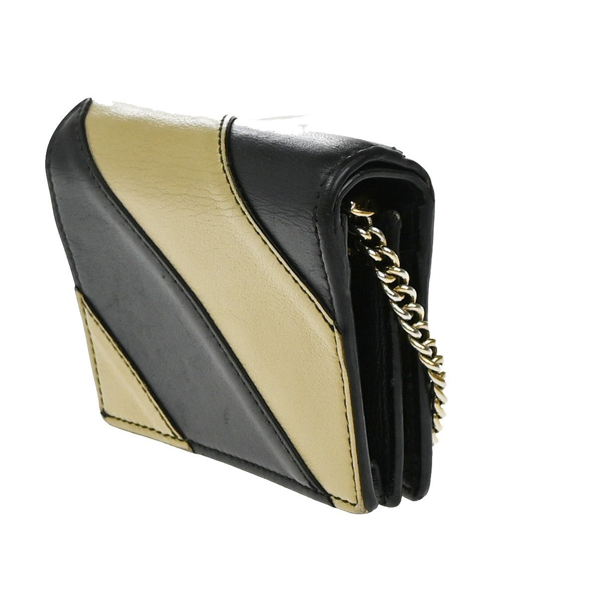 Gucci Zumi Chain Card Case Diagonal Quilted Leather Black Leather Wallets Accessory (Pre-Owned)