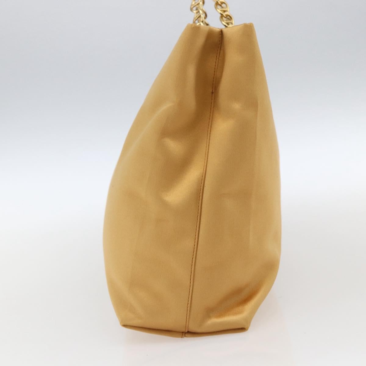 Prada Chain Satin Gold Satin Shoulder Bag Bag (Pre-Owned)