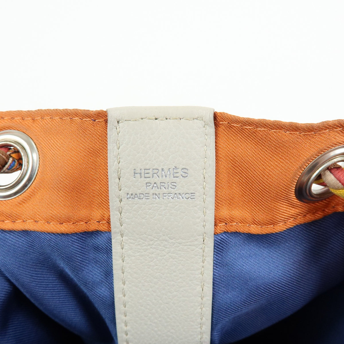 Hermes Soie Cool Printed Silk And Calfskin Orange Silk Handbag (Pre-Owned)