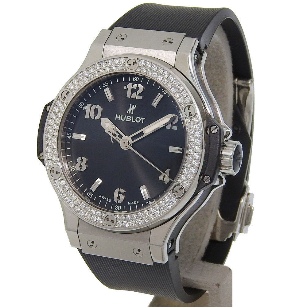 Hublot Big Bang Quartz Stainless Steel And Rubber With Diamond Bezel Watch (Pre-Owned)
