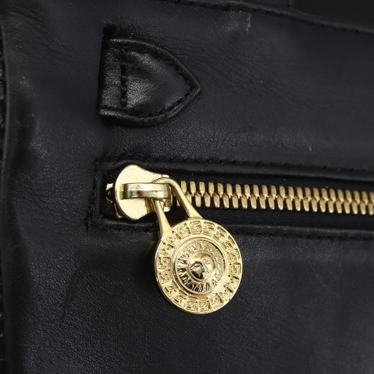 Versace Vintage Leather Black Leather Shoulder Bag Bag (Pre-Owned)