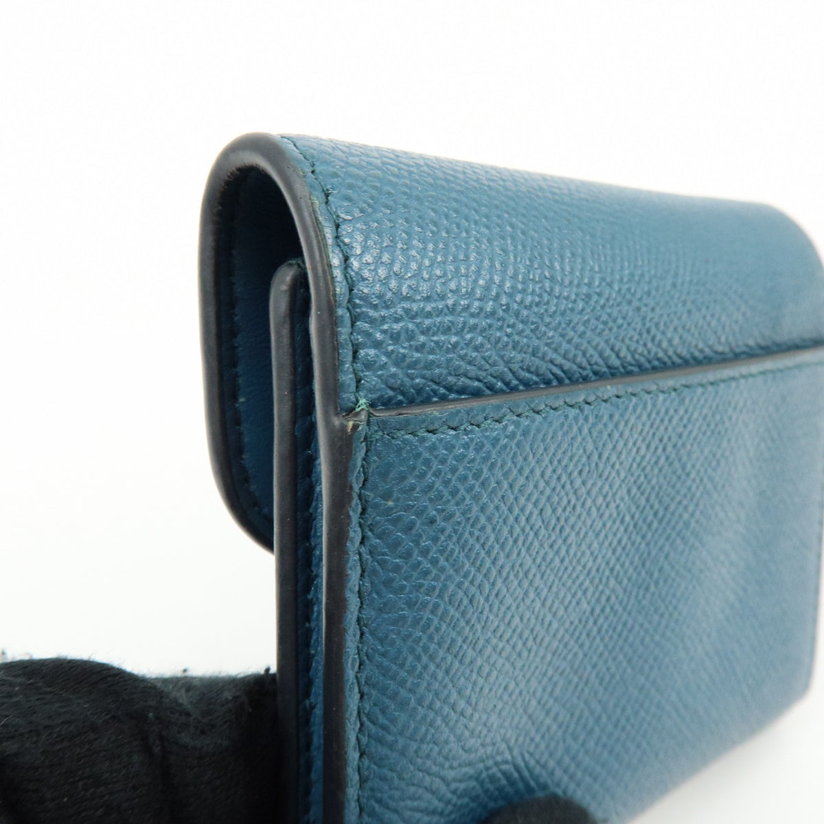 Christian Dior Saddle Flap Leather Blue Leather Wallets Accessory (Pre-Owned)