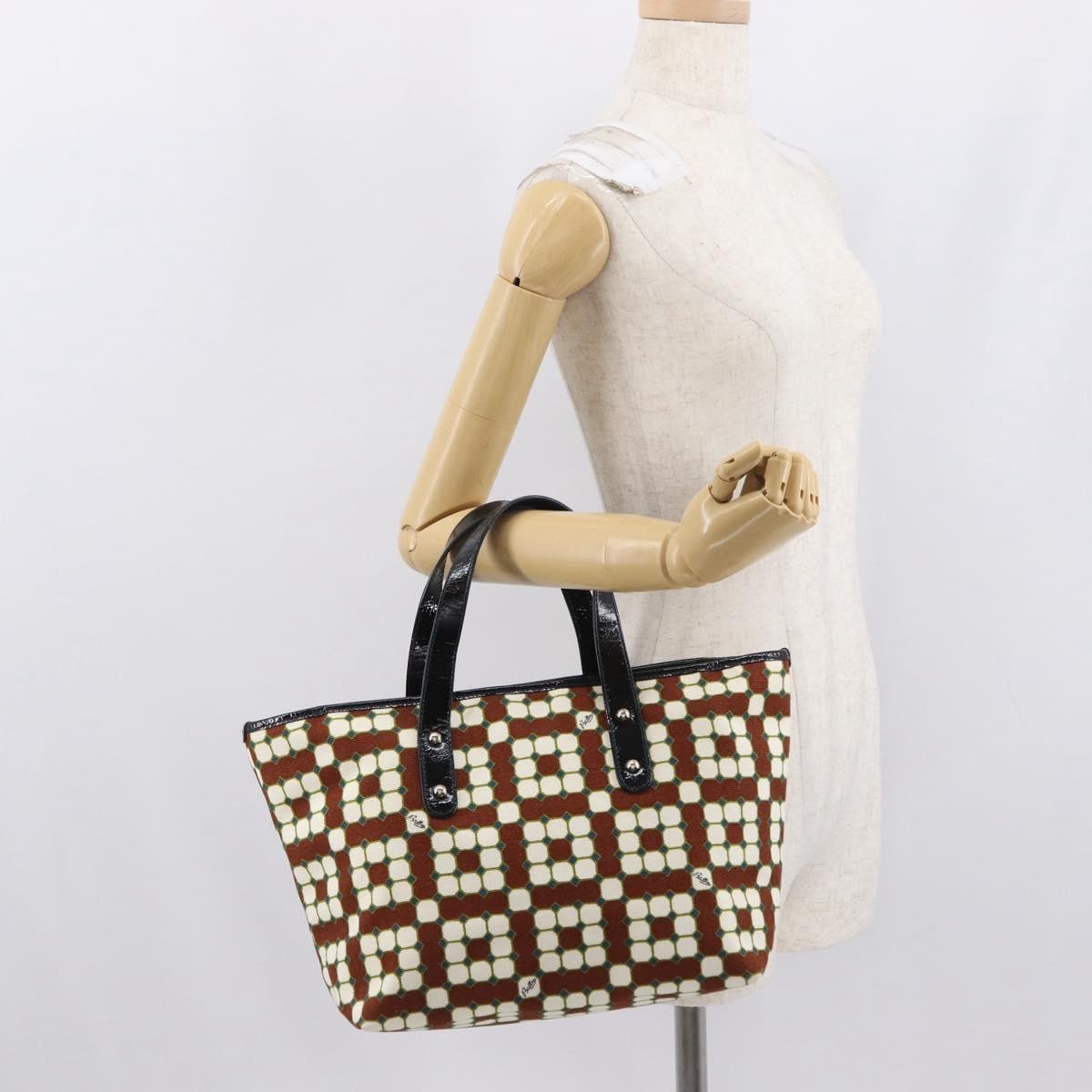 Bally Vintage Canvas Brown Canvas Handbag (Pre-Owned)