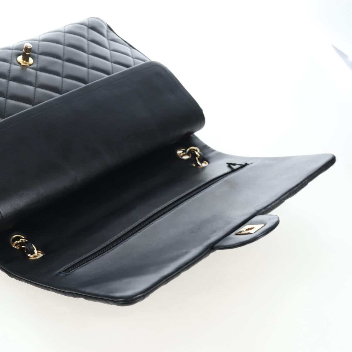 Chanel Classic Timeless Double Flap Quilted Caviar Black Leather Handbag (Pre-Owned)