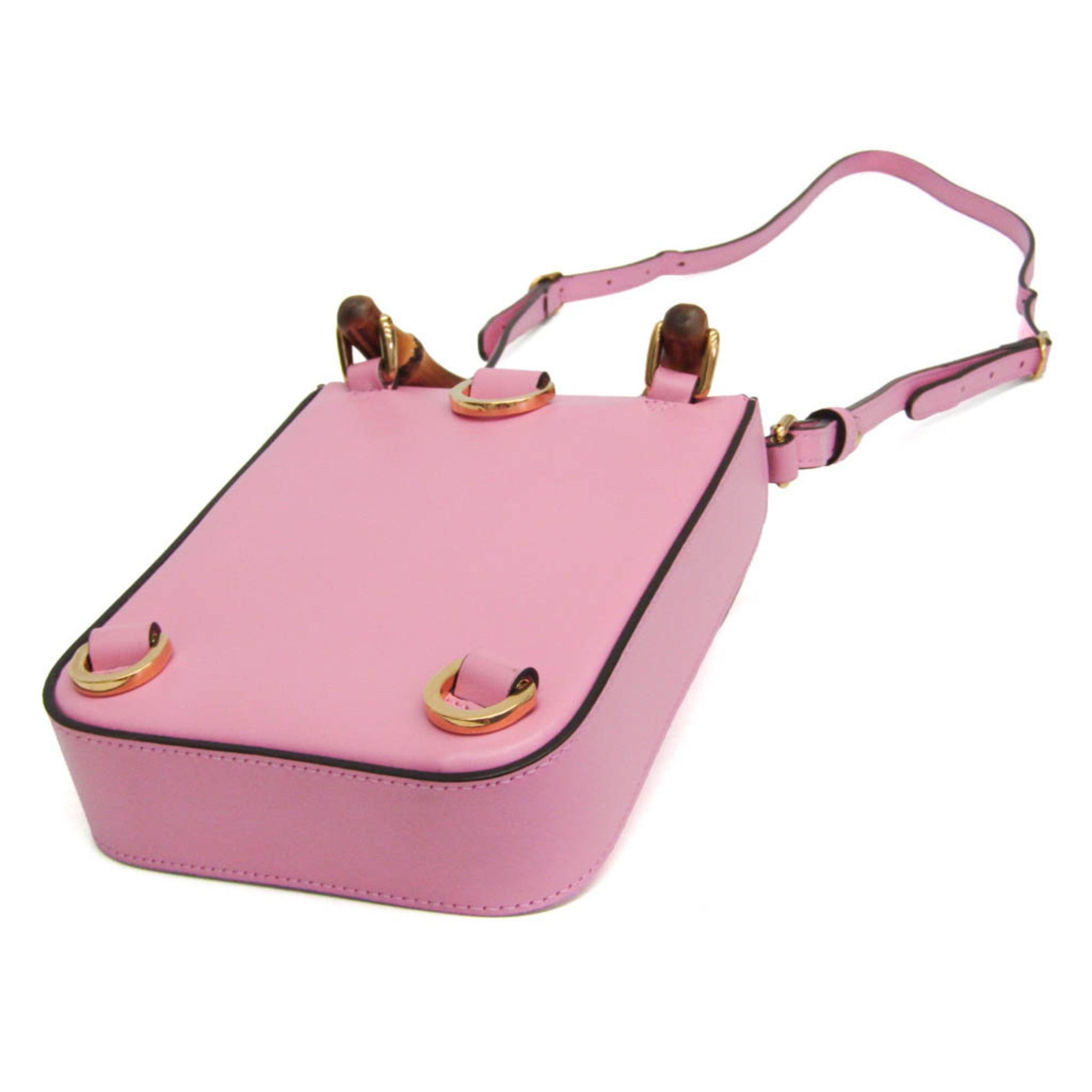 Gucci Bamboo Top Handle Backpack Leather Pink Leather Backpack Bag (Pre-Owned)
