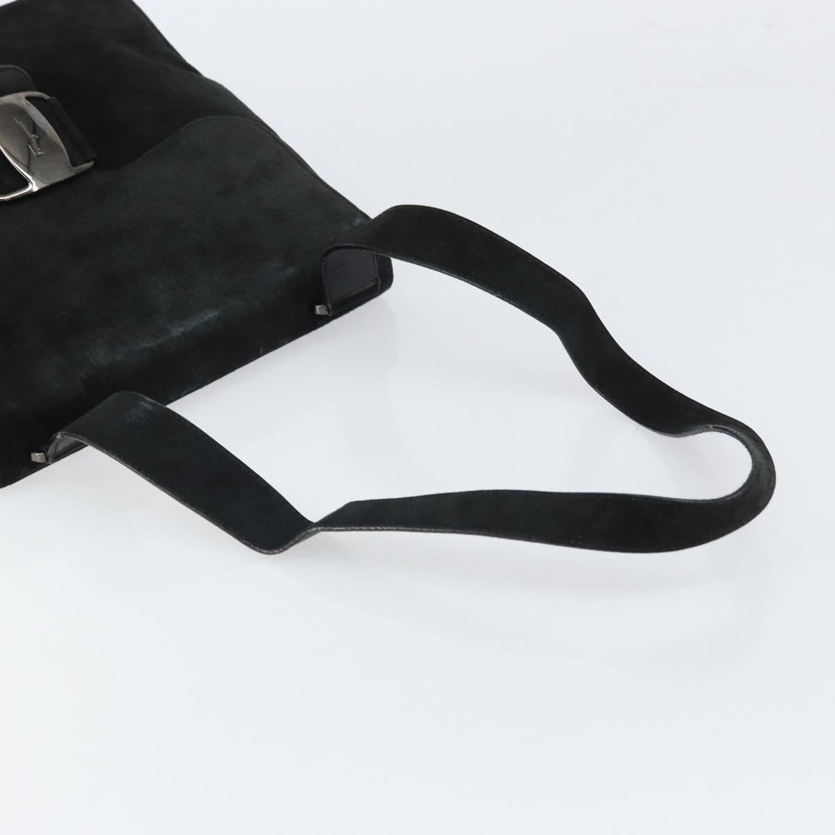 Salvatore Ferragamo Vala Suede Black Suede Shoulder Bag Bag (Pre-Owned)