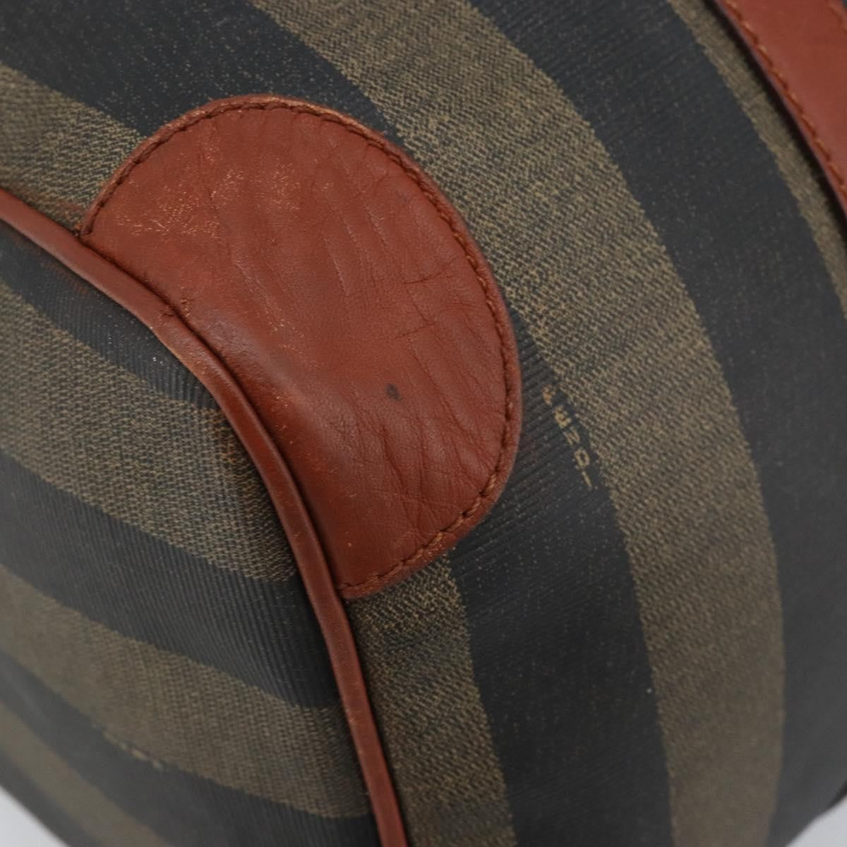 Fendi Vintage Pequin Boston Coated Canvas Brown Canvas Travel Bag Bag (Pre-Owned)