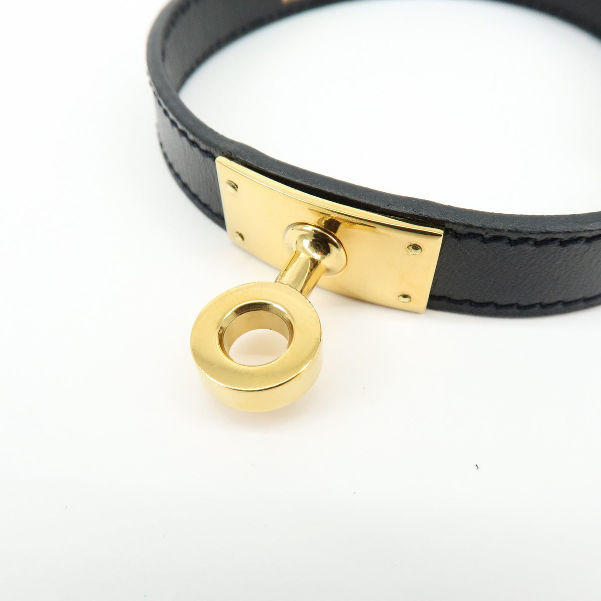 Hermes Kelly Double Tour Leather Black Leather Bracelet Jewelry (Pre-Owned)