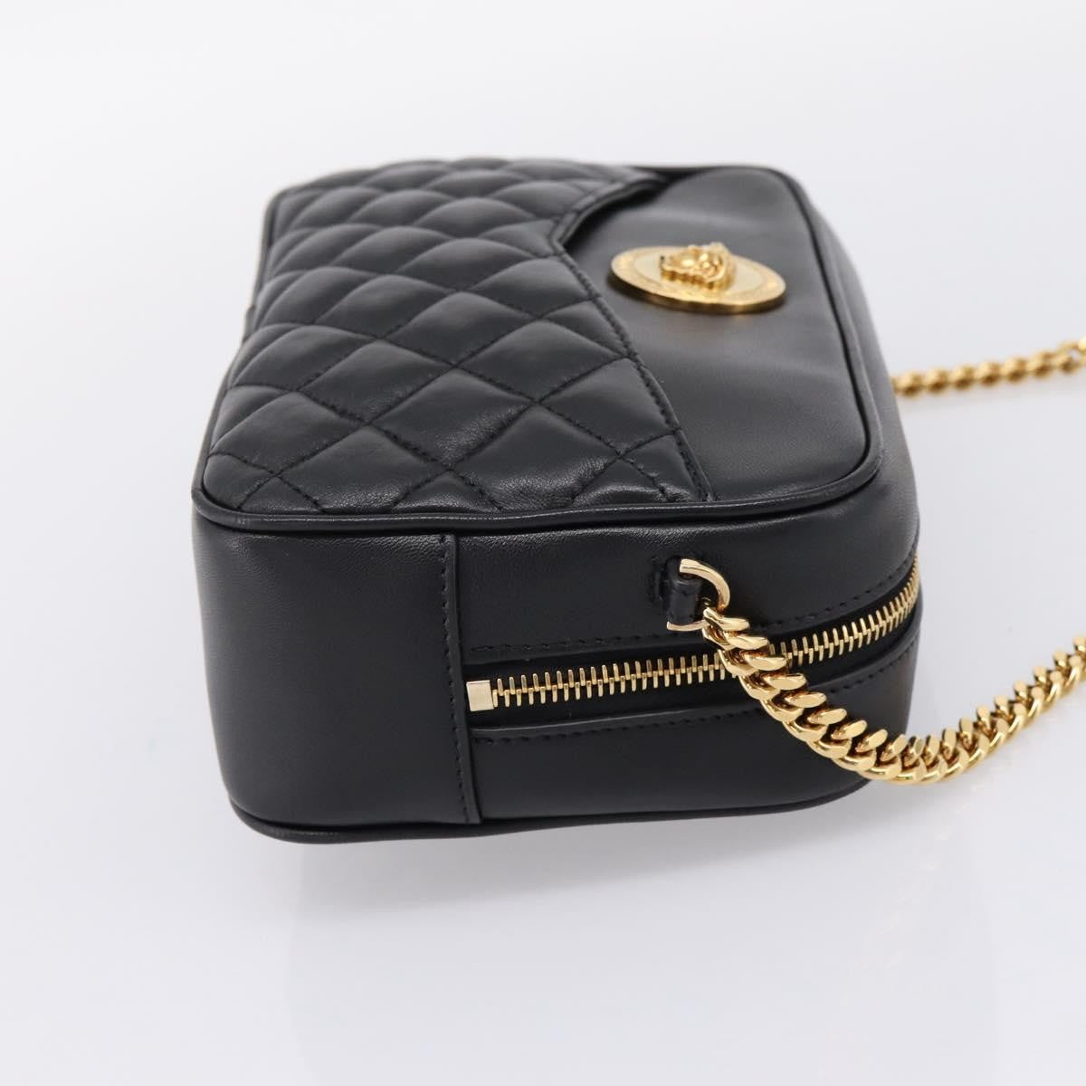 Versace Medusa Icon Front Slip Pocket Camera Quilted Leather Black Leather Handbag (Pre-Owned)