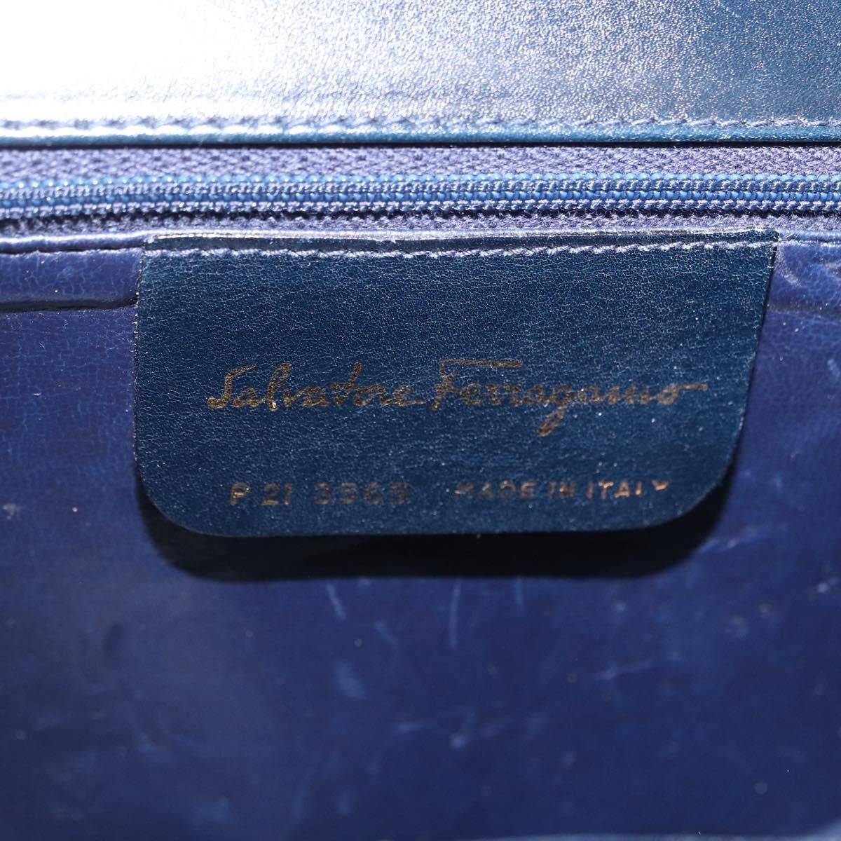Salvatore Ferragamo Gancini Leather Navy Leather Shoulder Bag Bag (Pre-Owned)