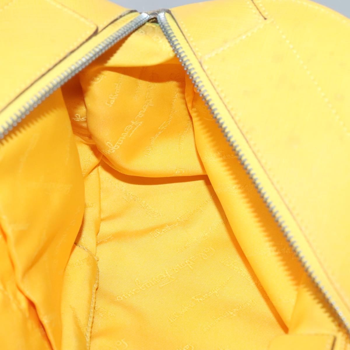 Salvatore Ferragamo Gancini Canvas And Leather Yellow Canvas Handbag (Pre-Owned)
