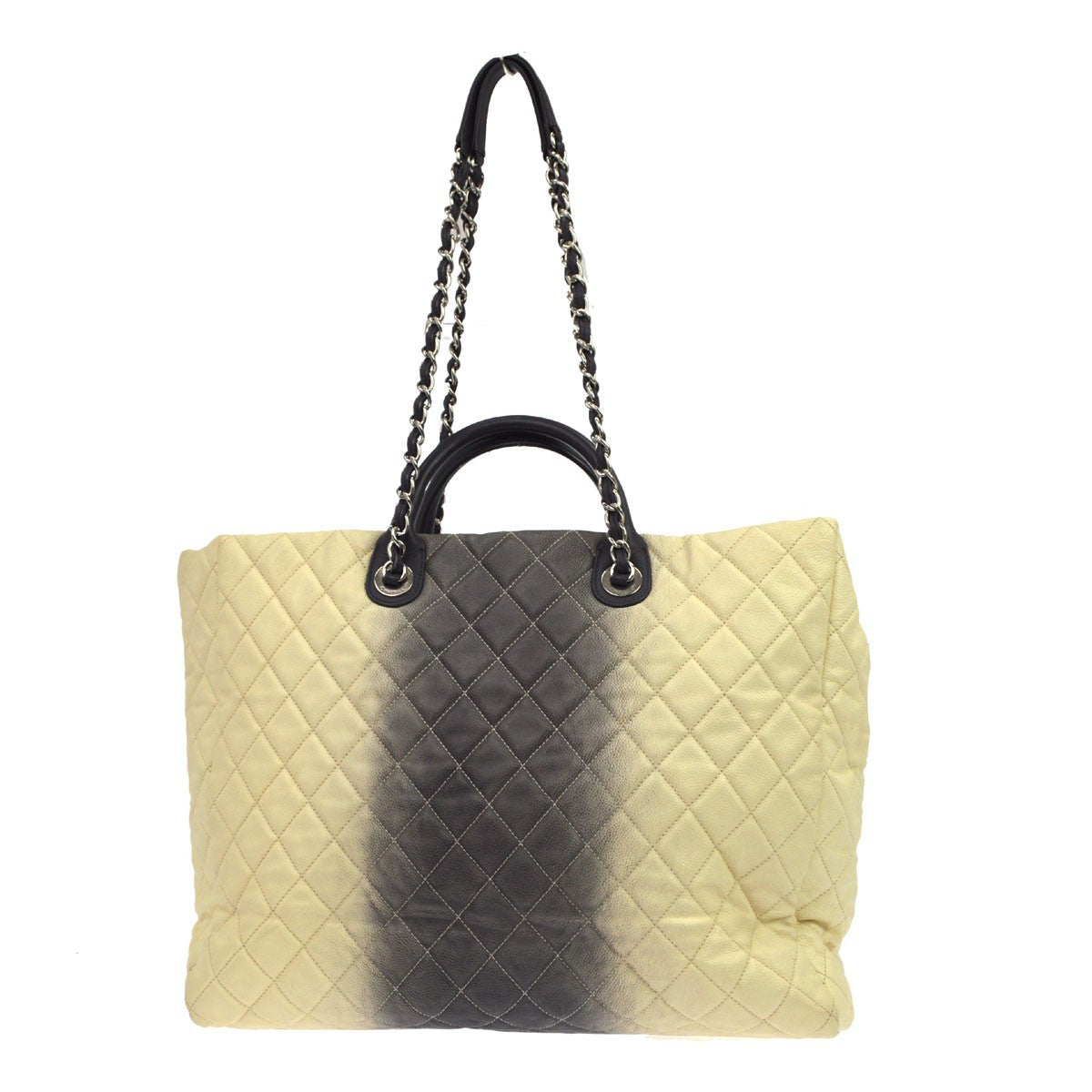 Chanel Cc Charm Shopping Quilted Ombre Caviar Beige Leather Tote Bag Bag (Pre-Owned)