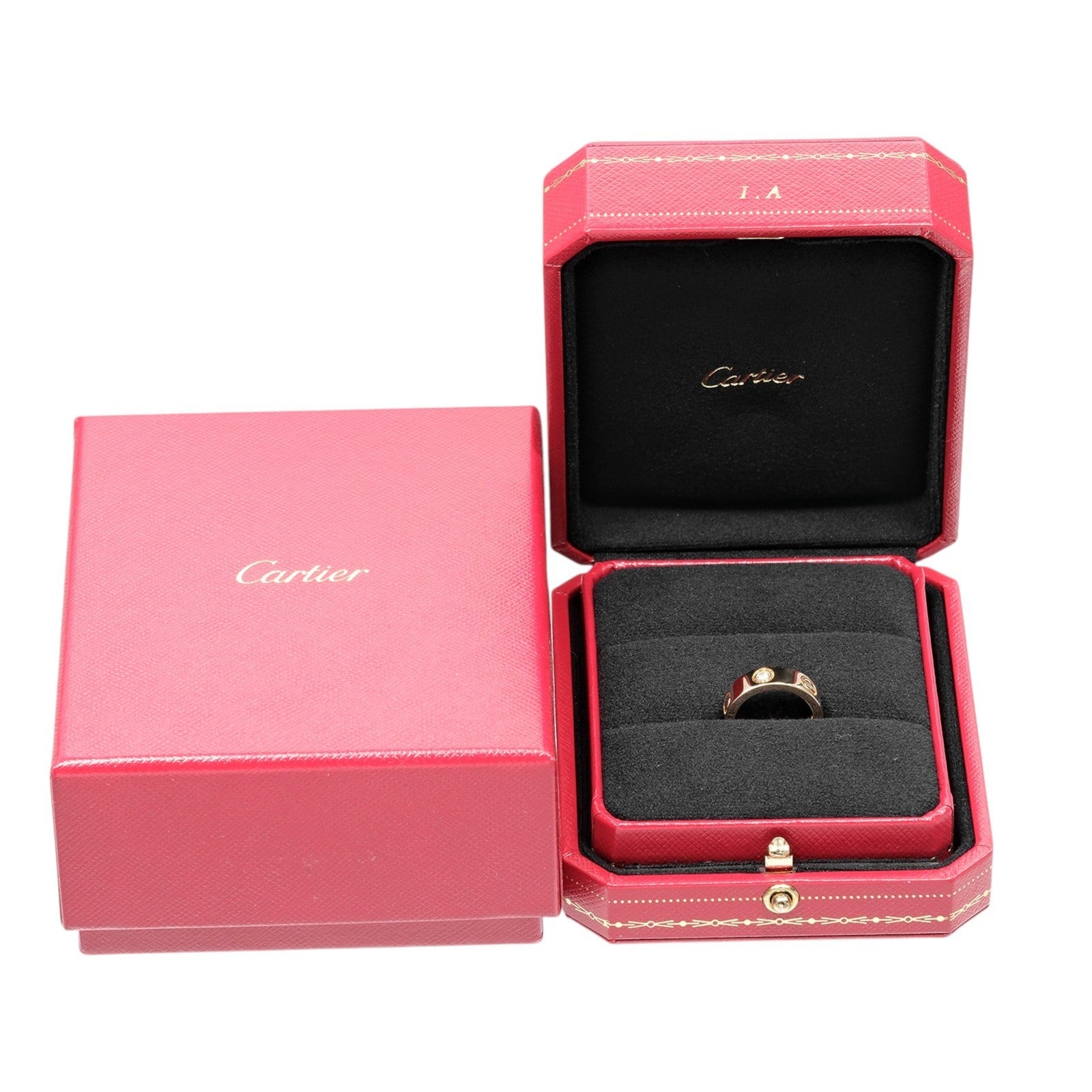 Cartier Love 3 Diamonds Band 18K Yellow Gold With Diamonds Gold Yellow_Gold Ring Jewelry (Pre-Owned)