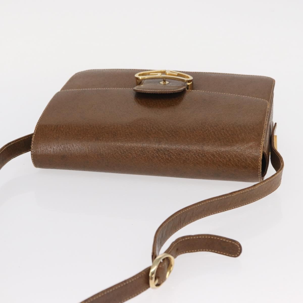 Gucci Vintage Flap Leather Brown Leather Shoulder Bag Bag (Pre-Owned)