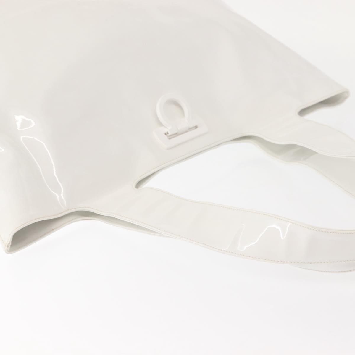 Salvatore Ferragamo Gancini Tote Patent Leather White Patent_Leather Tote Bag Bag (Pre-Owned)