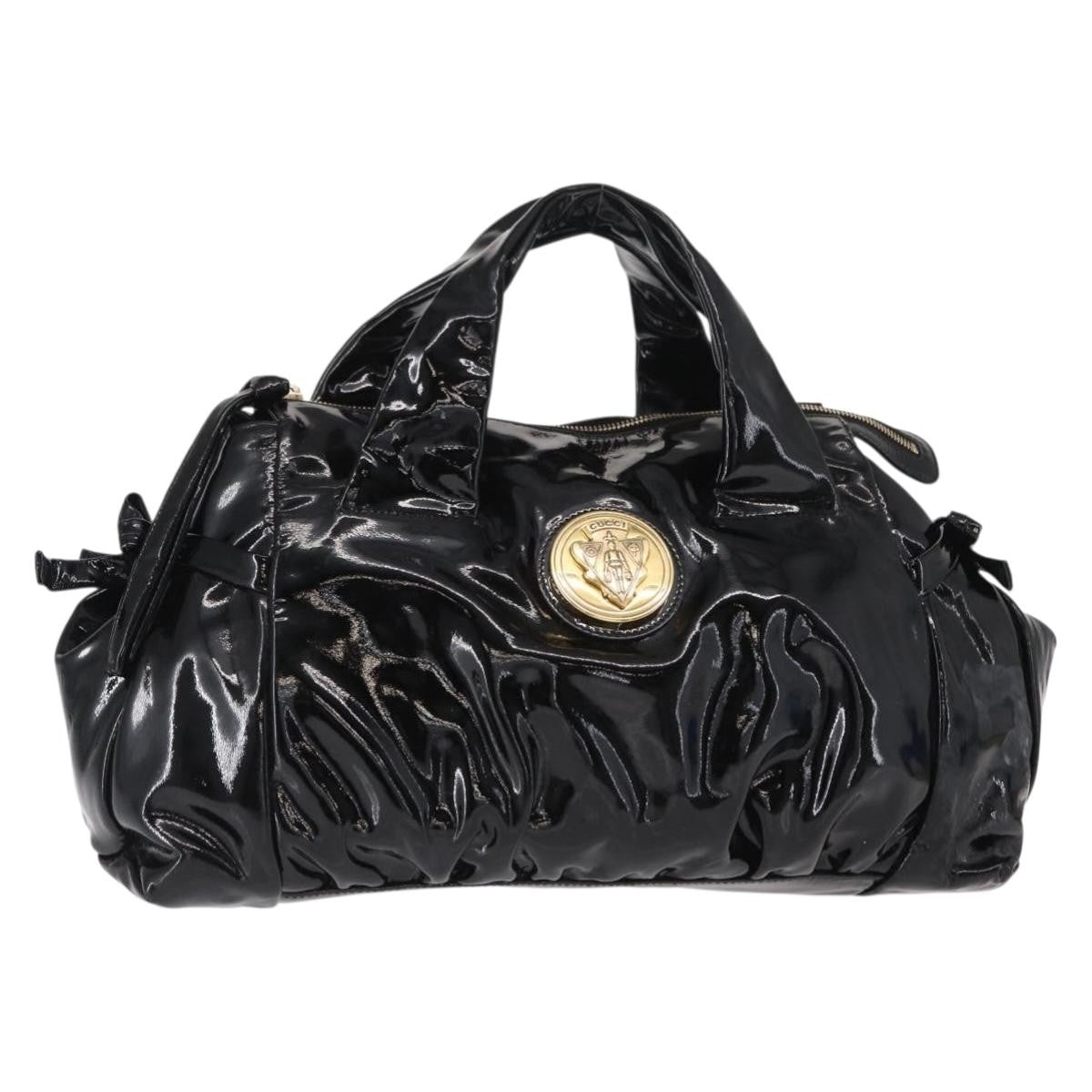 Gucci Hysteria Convertible Top Handle Patent Black Patent_Leather Handbag (Pre-Owned)