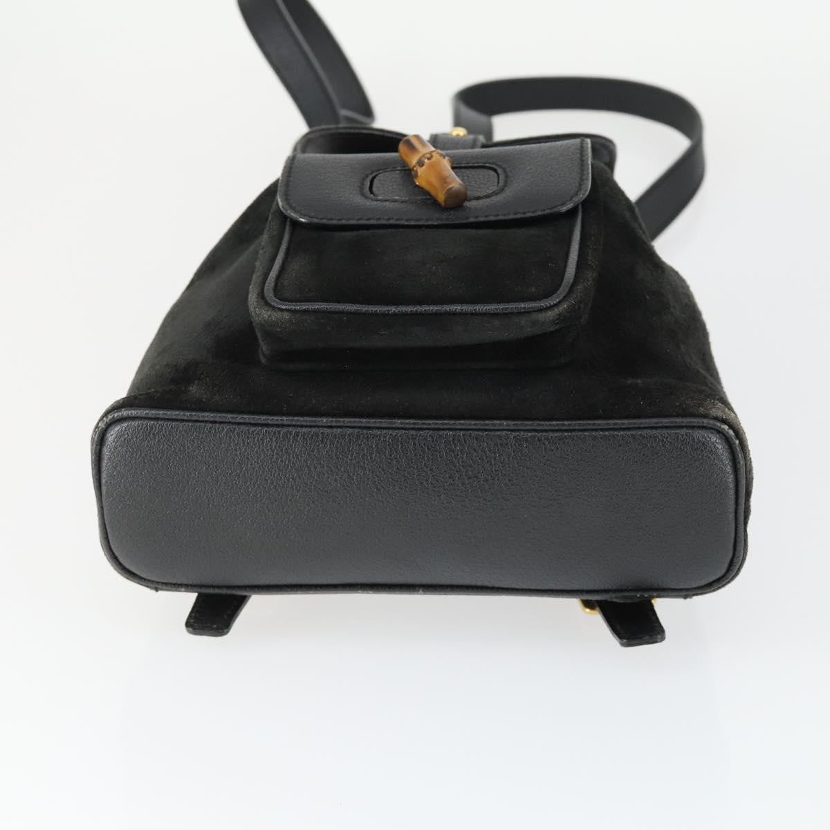 Gucci Gucci Bamboo Daim Black Suede Backpack Bag (Pre-Owned)