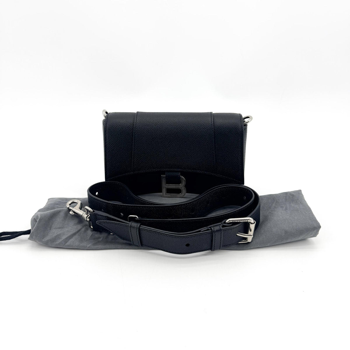 Balenciaga Hourglass Chain Leather Black Leather Shoulder Bag Bag (Pre-Owned)