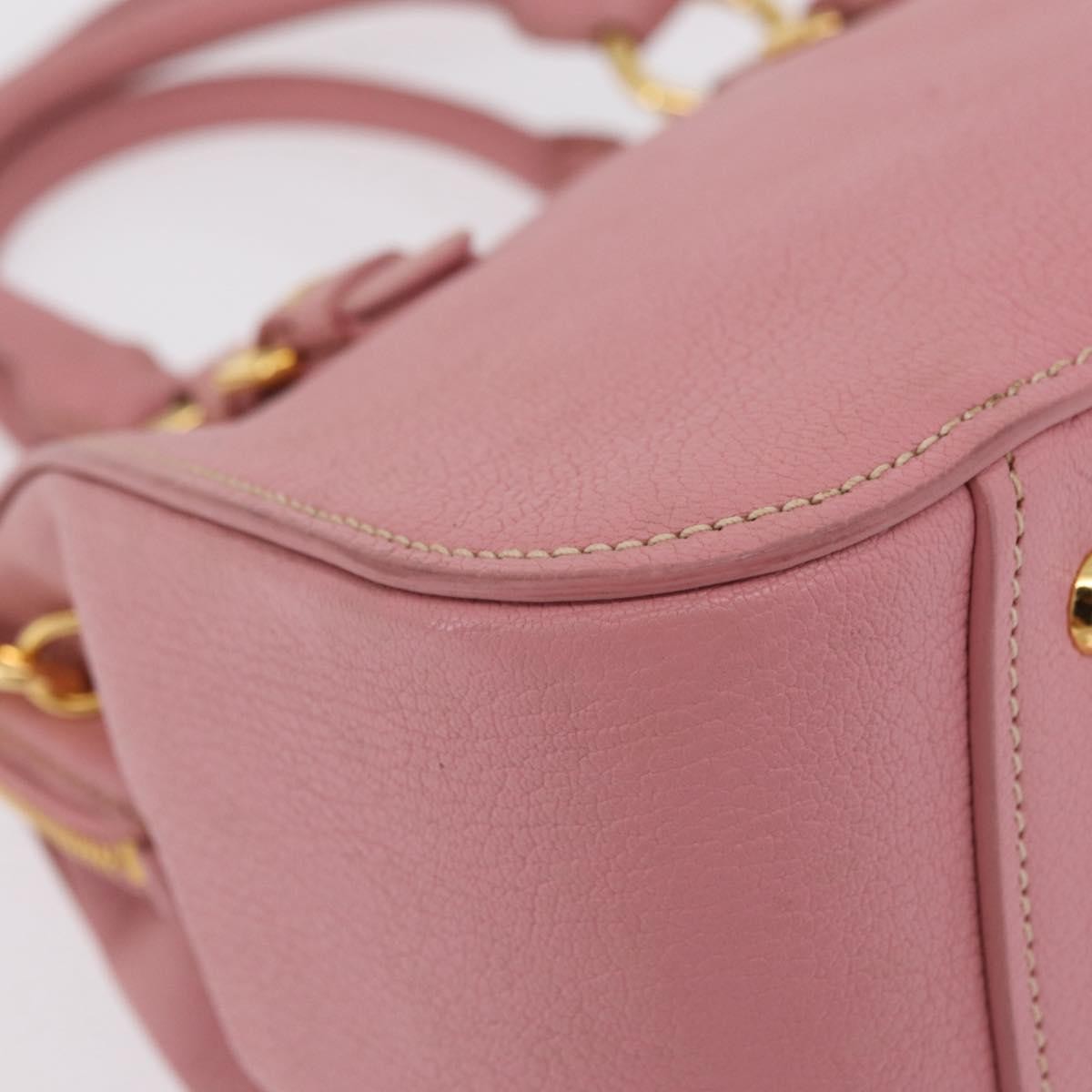 Miu Miu Madras Bowler Leather Pink Leather Handbag (Pre-Owned)