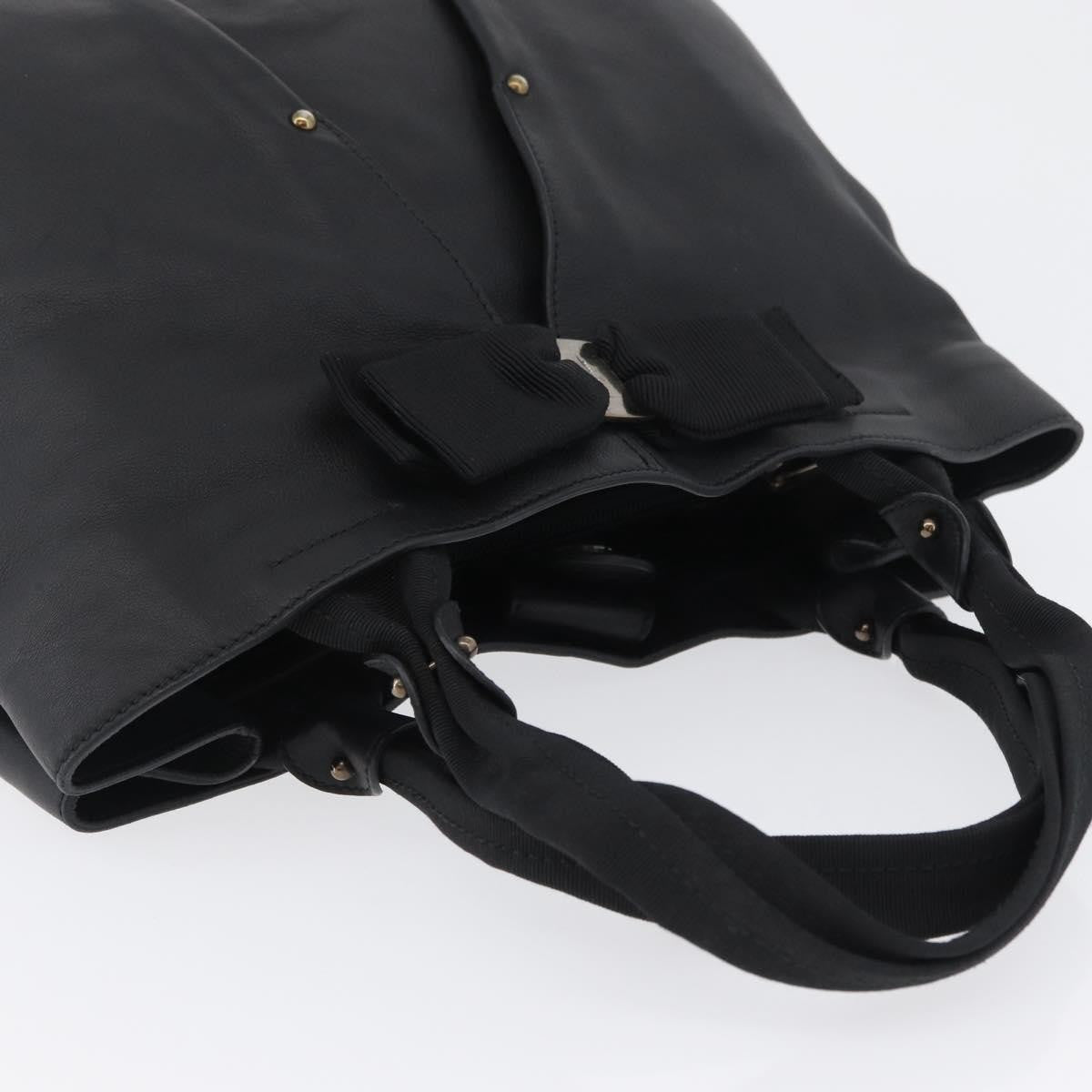 Salvatore Ferragamo Vala Tote Leather Black Leather Tote Bag Bag (Pre-Owned)