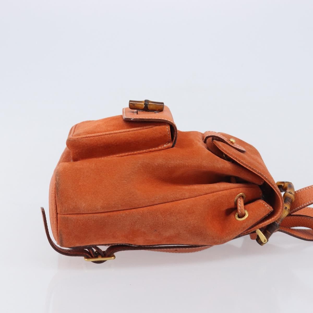 Gucci Vintage Bamboo Suede Orange Suede Backpack Bag (Pre-Owned)