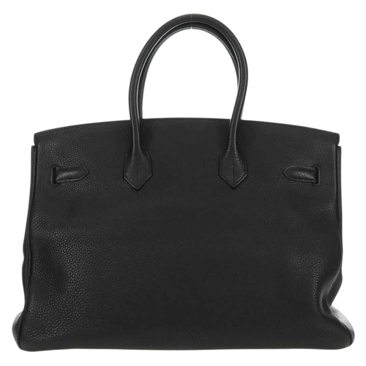 Hermes Birkin Black Clemence With Palladium Hardware Black Leather Handbag (Pre-Owned)