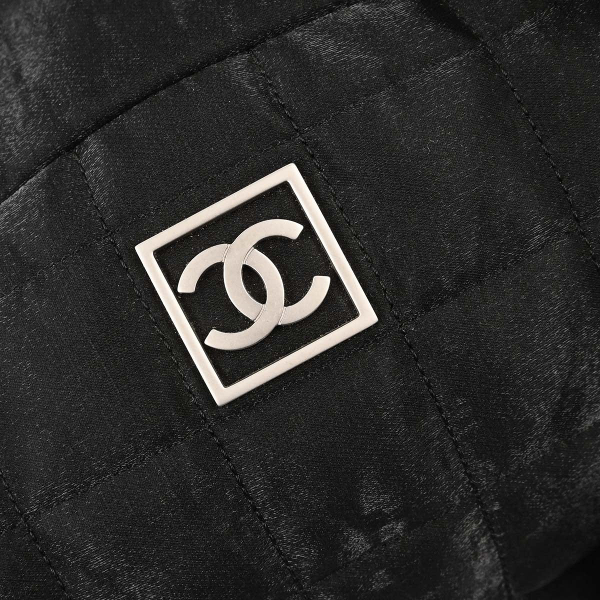 Chanel Sport Line Double Pocket Duffle Quilted Nylon Black Nylon Handbag (Pre-Owned)