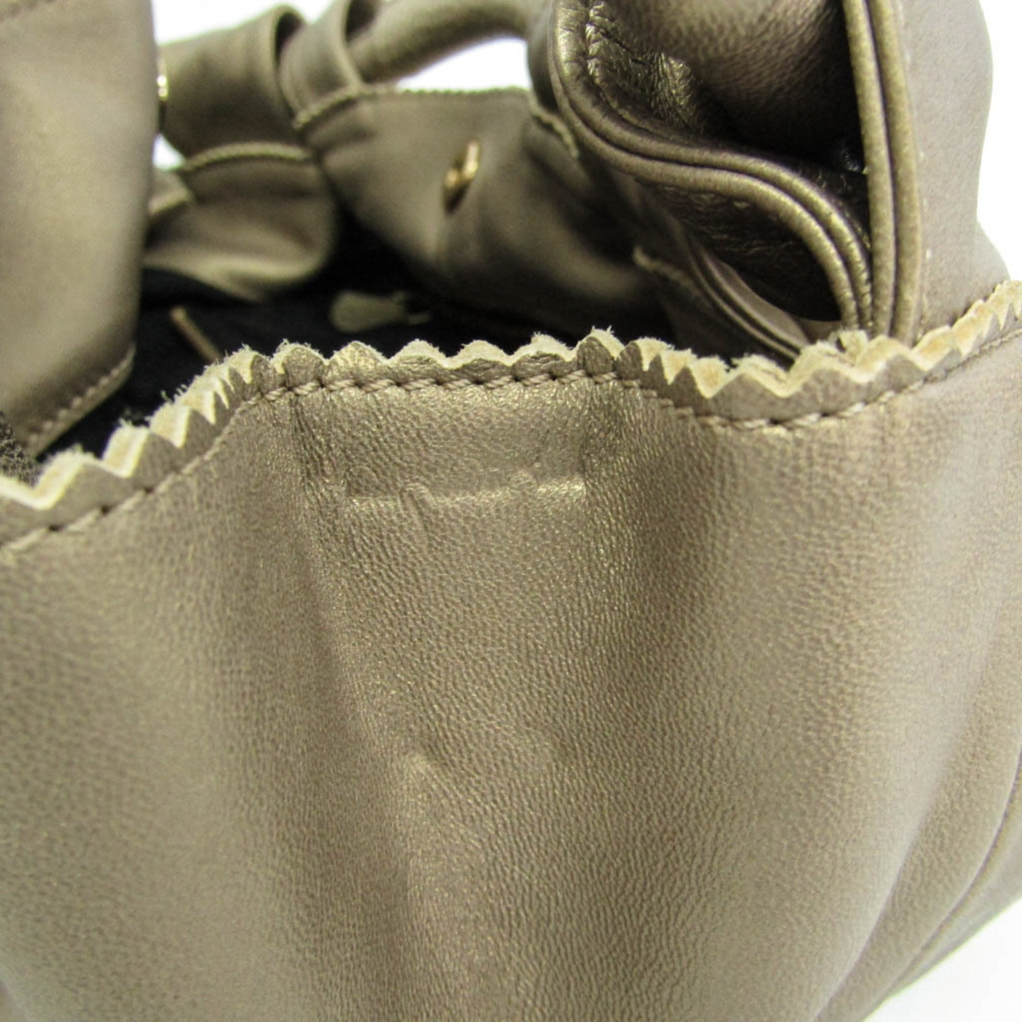 Loewe Anagram Logo Nappa Aire Hand Leather Gold Leather Handbag (Pre-Owned)