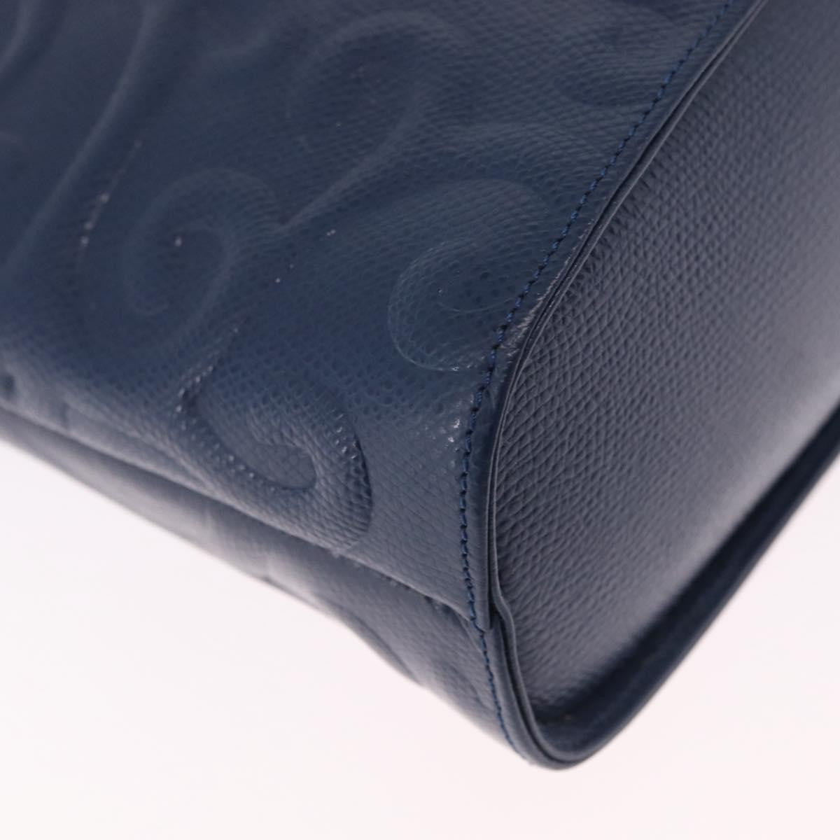 Saint Laurent Overseas Leather Navy Leather Tote Bag Bag (Pre-Owned)