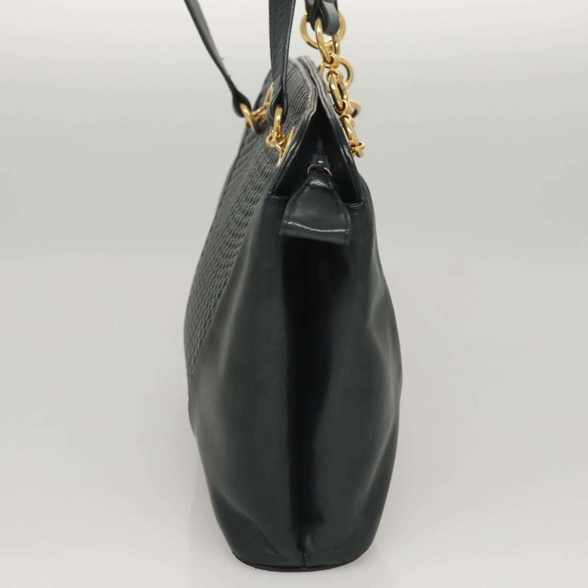 Bally Vintage Quilted Leather Navy Leather Shoulder Bag Bag (Pre-Owned)