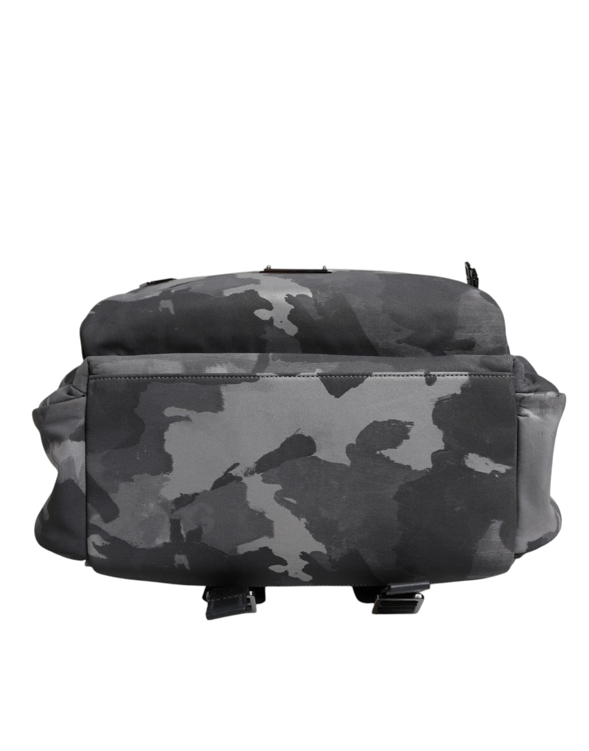Dolce & Gabbana Gray Cotton Camouflage Logo Plaque Backpack Men's Bag
