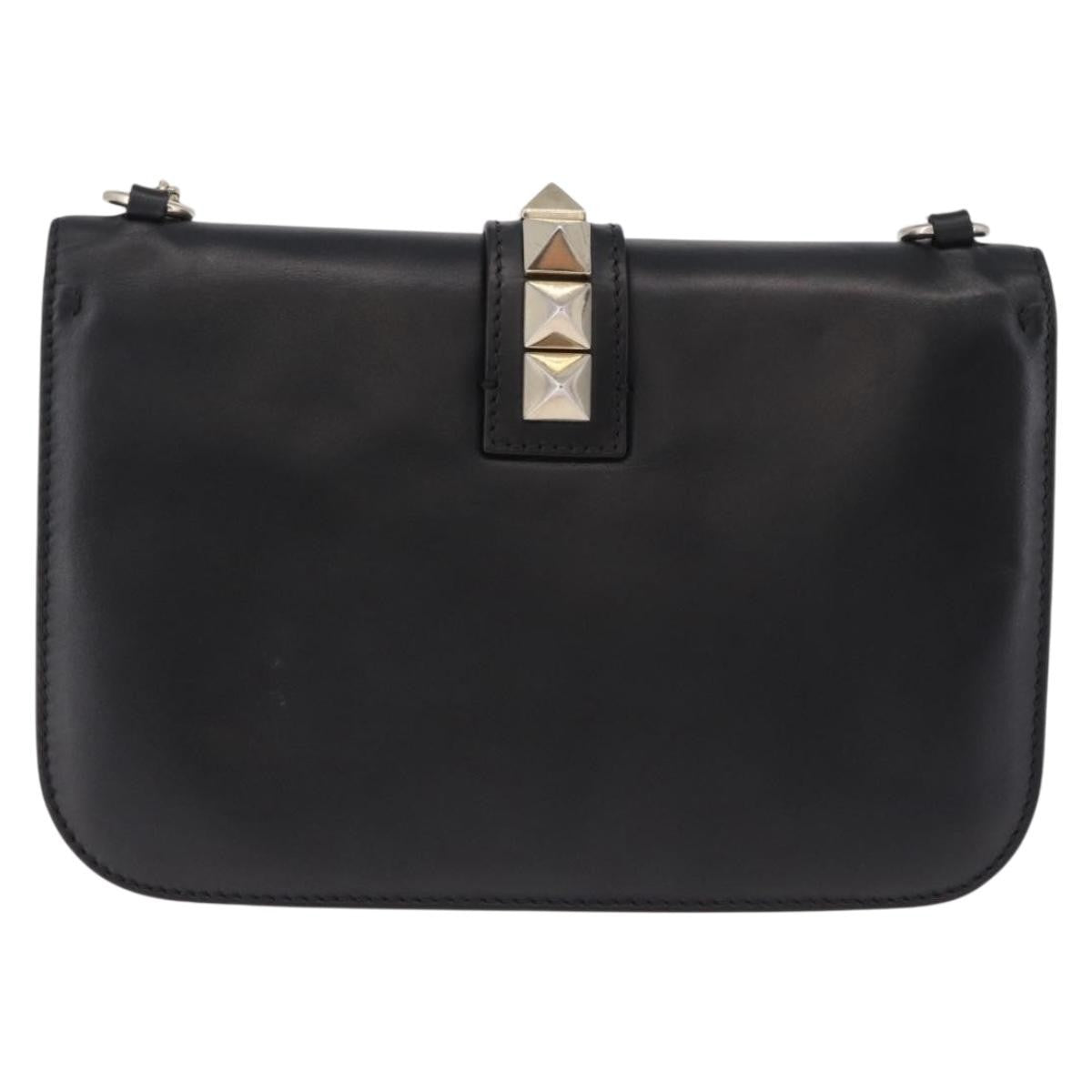 Valentino Garavani Glam Lock Leather Black Leather Shoulder Bag Bag (Pre-Owned)