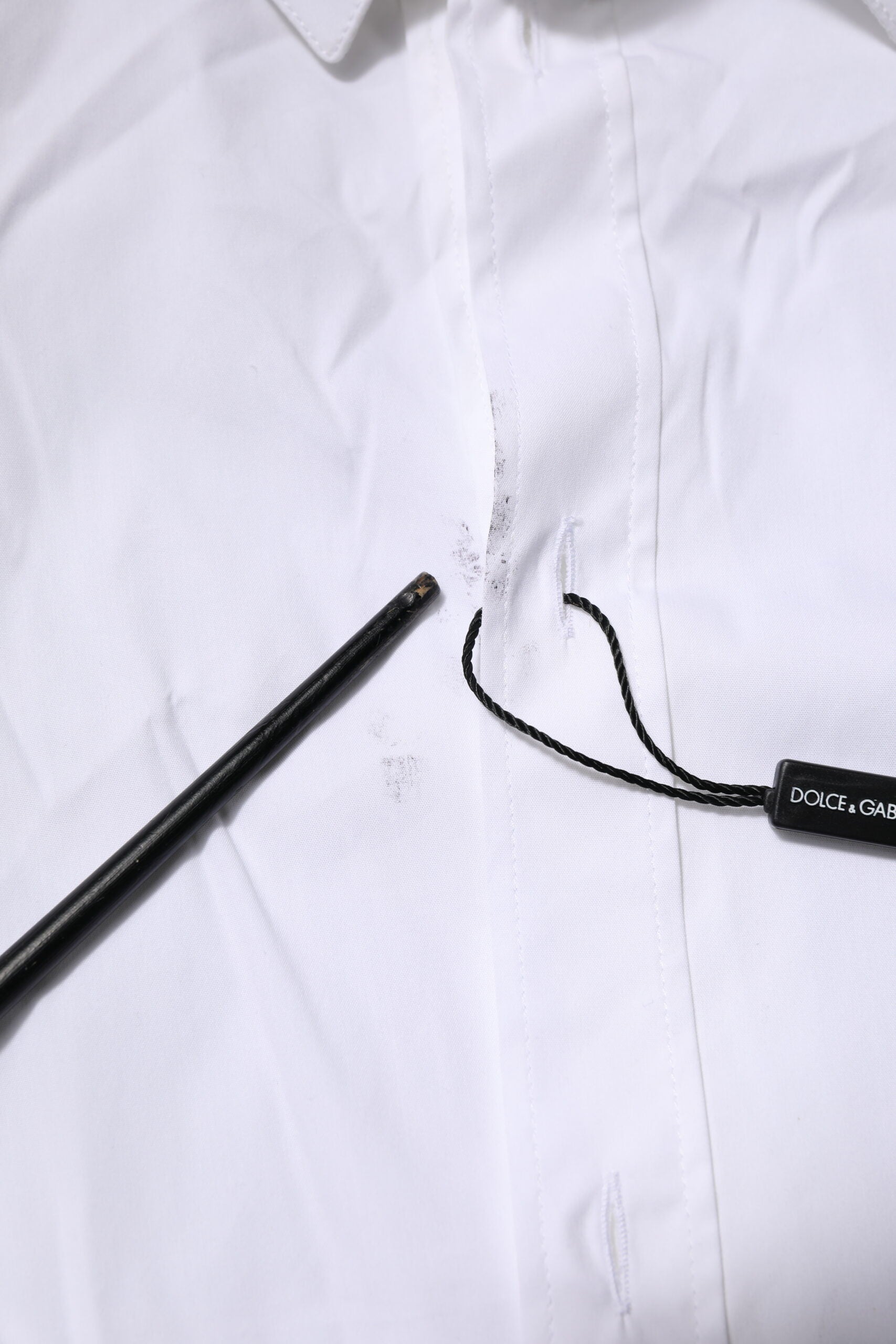 Dolce & Gabbana White Cotton GOLD Long Sleeves Formal Men's Shirt (Pre-Owned)