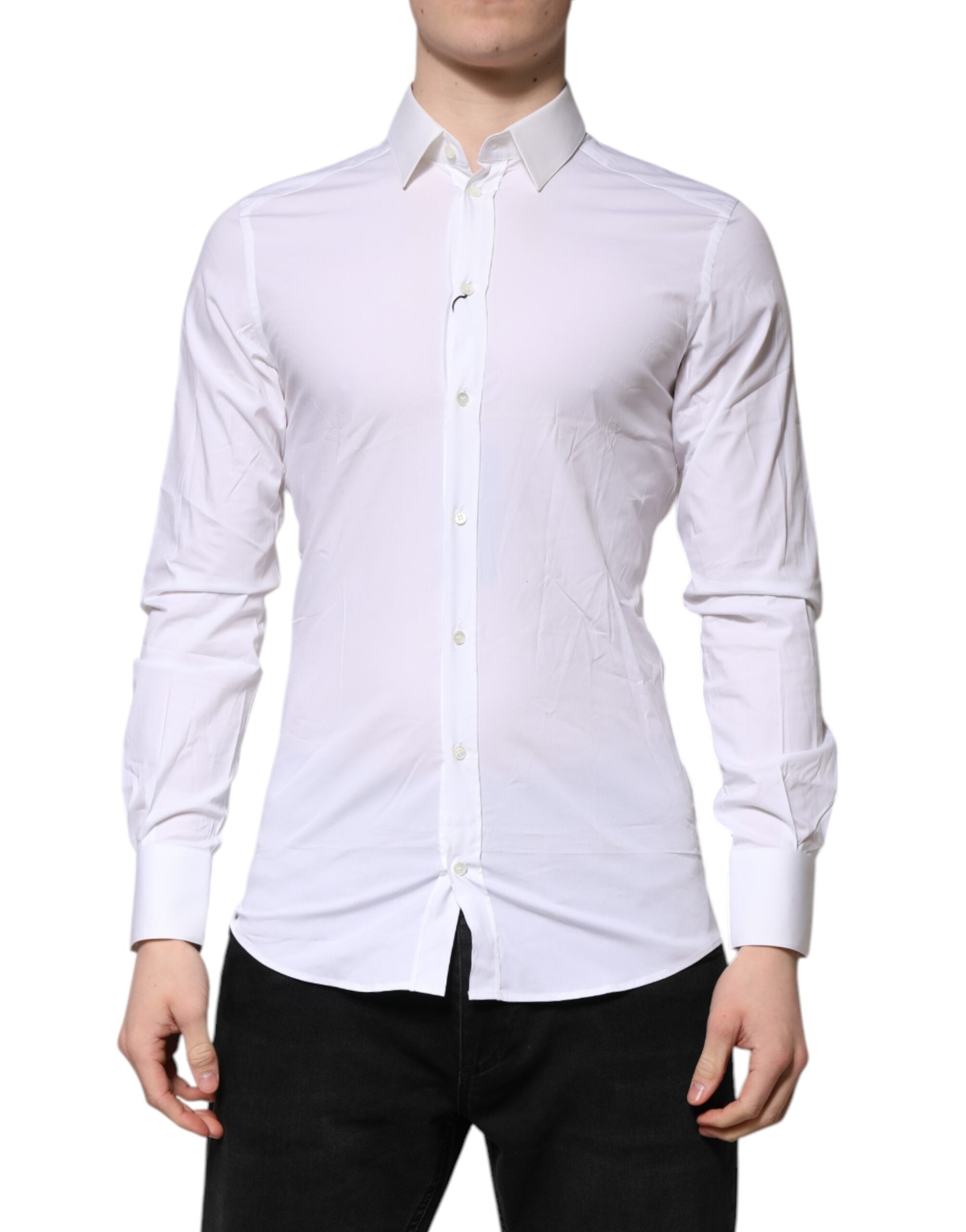 Dolce & Gabbana White GOLD Long Sleeves Dress Formal Men's Shirt