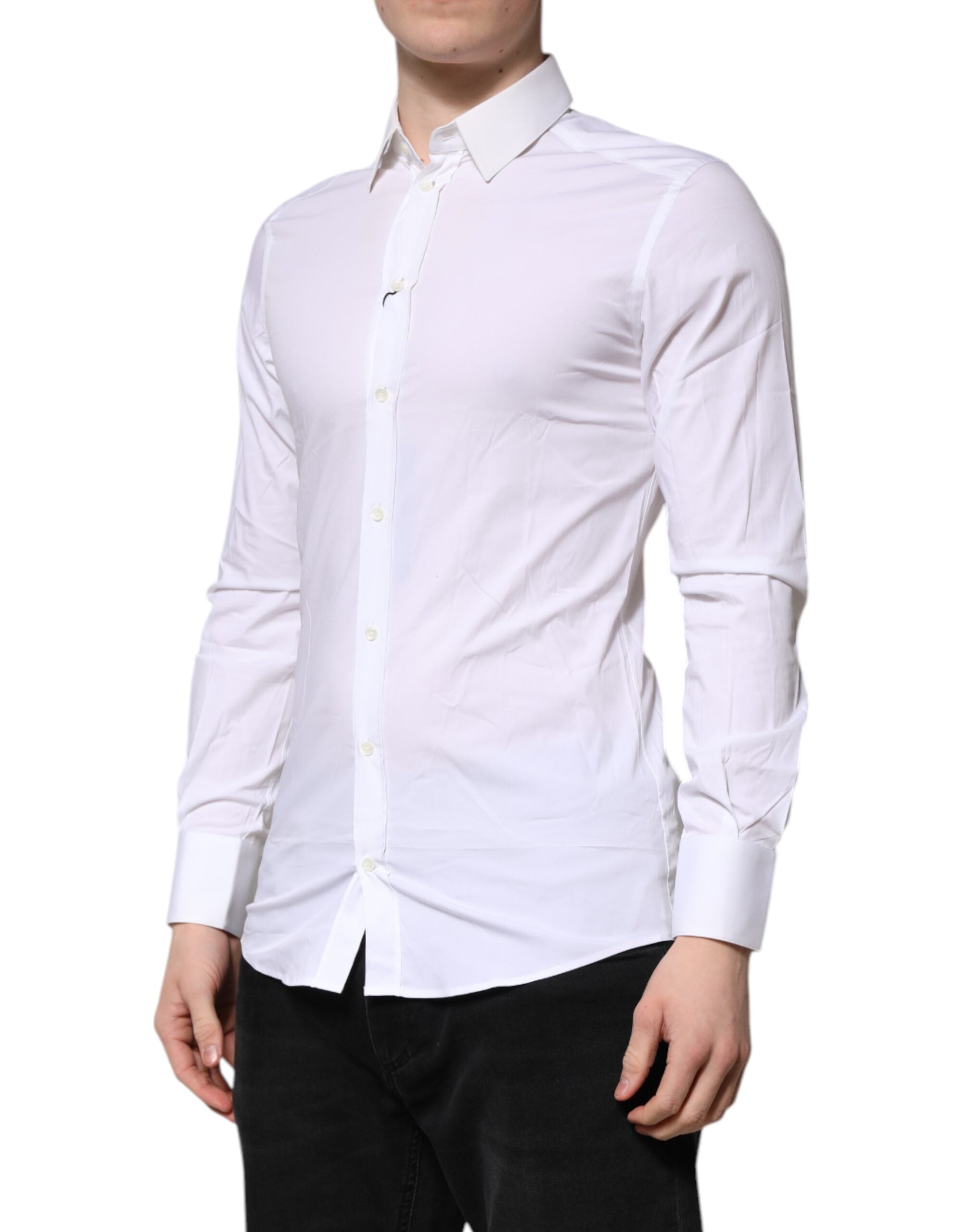 Dolce & Gabbana White GOLD Long Sleeves Dress Formal Men's Shirt