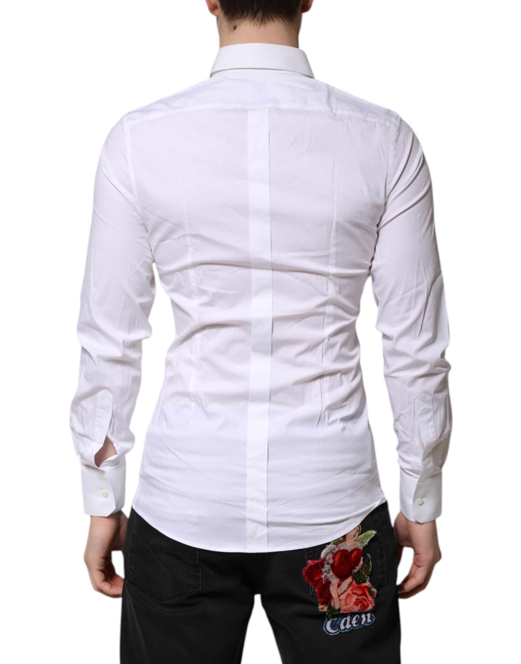 Dolce & Gabbana White GOLD Long Sleeves Dress Formal Men's Shirt