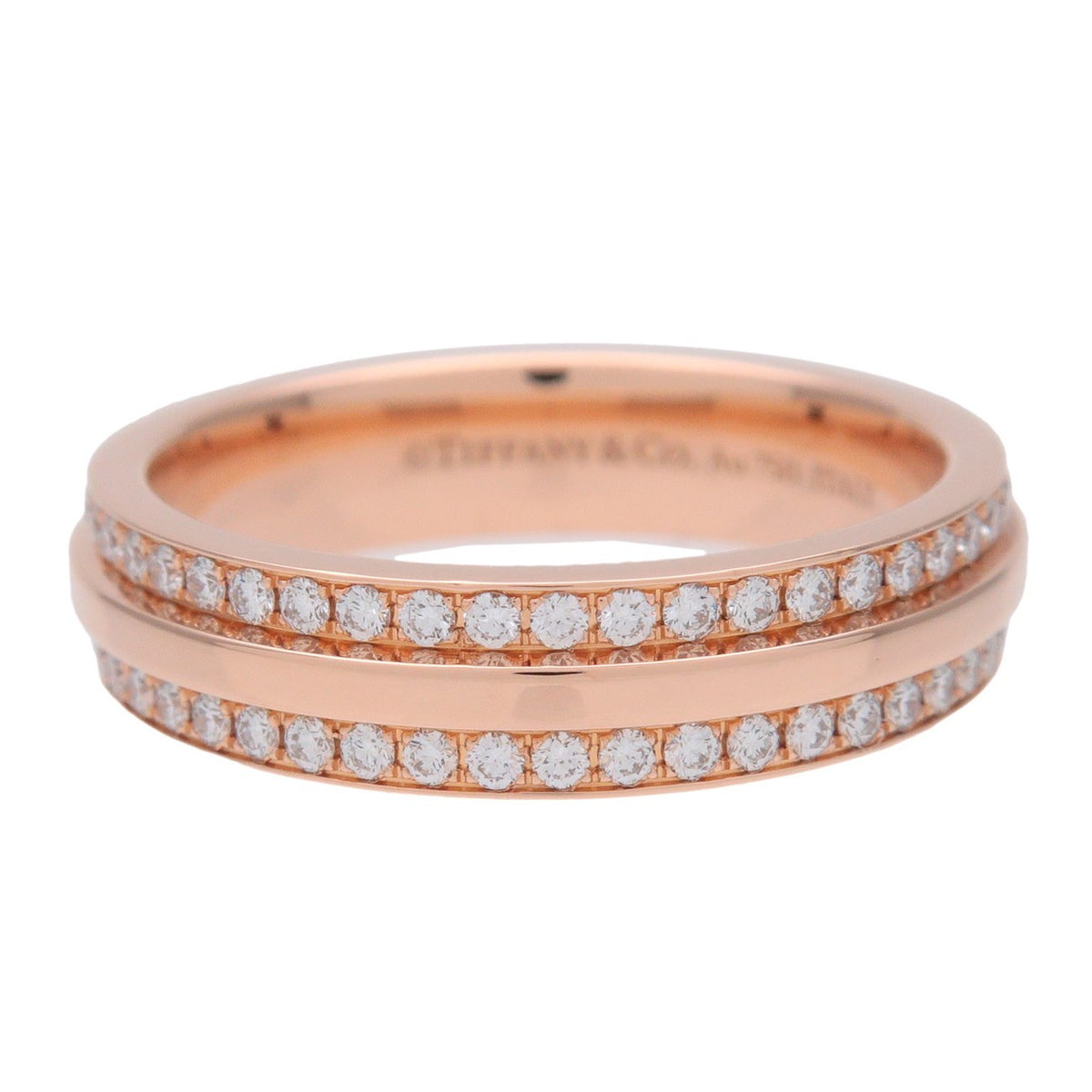 Tiffany & Co. T Two 18K Rose Gold And Diamonds Gold Rose_Gold Ring Jewelry (Pre-Owned)