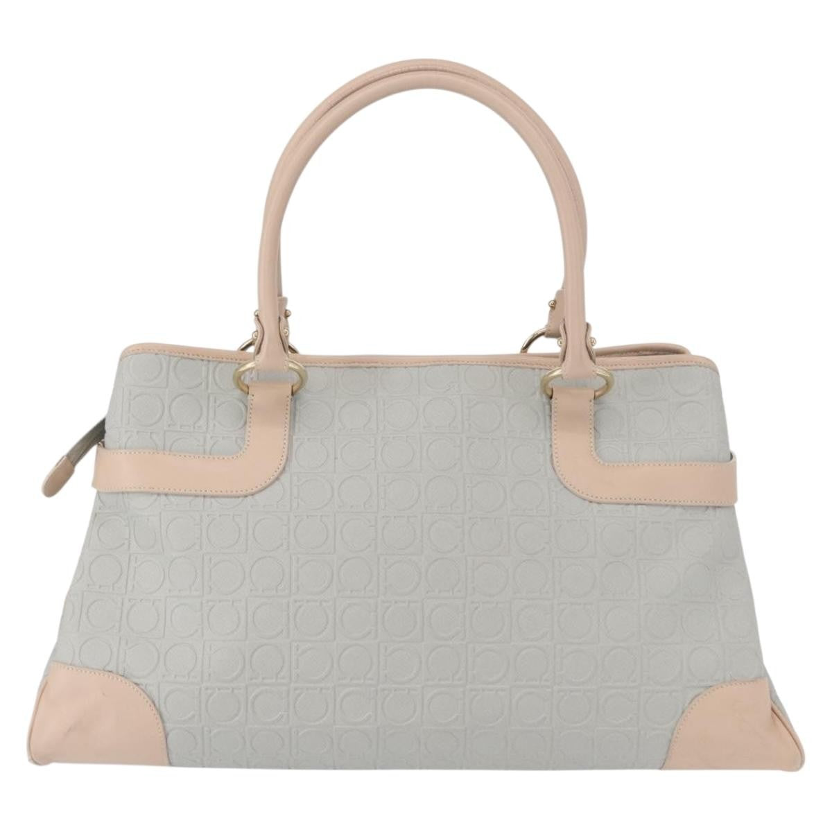 Salvatore Ferragamo Gancini Tote Leather Gray Leather Tote Bag Bag (Pre-Owned)